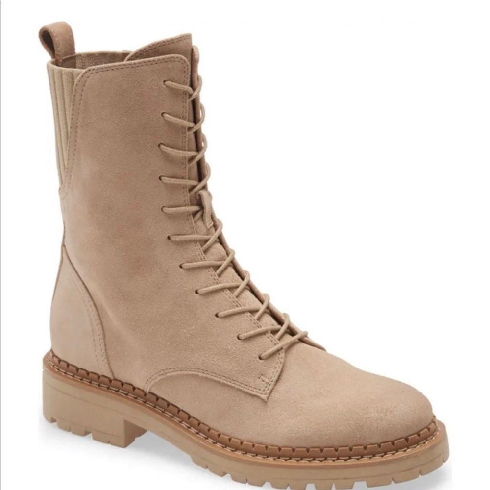 Sam Edelman Lex Sesame Suede Lace Up Boots - Picture 1 of 2